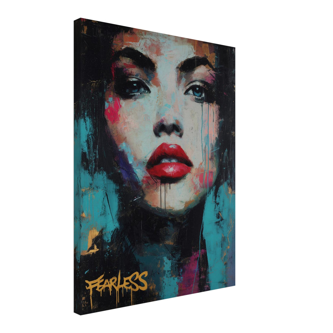 Furchtloses Frauenportrait Leinwandbild Pop Art – Leinwand auf Holzrahmen – Ansicht 2