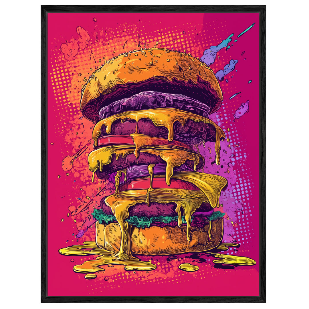 Geschmolzener Riesenburger Leinwandbild Pop Art – Leinwand auf Holzrahmen – Ansicht 4