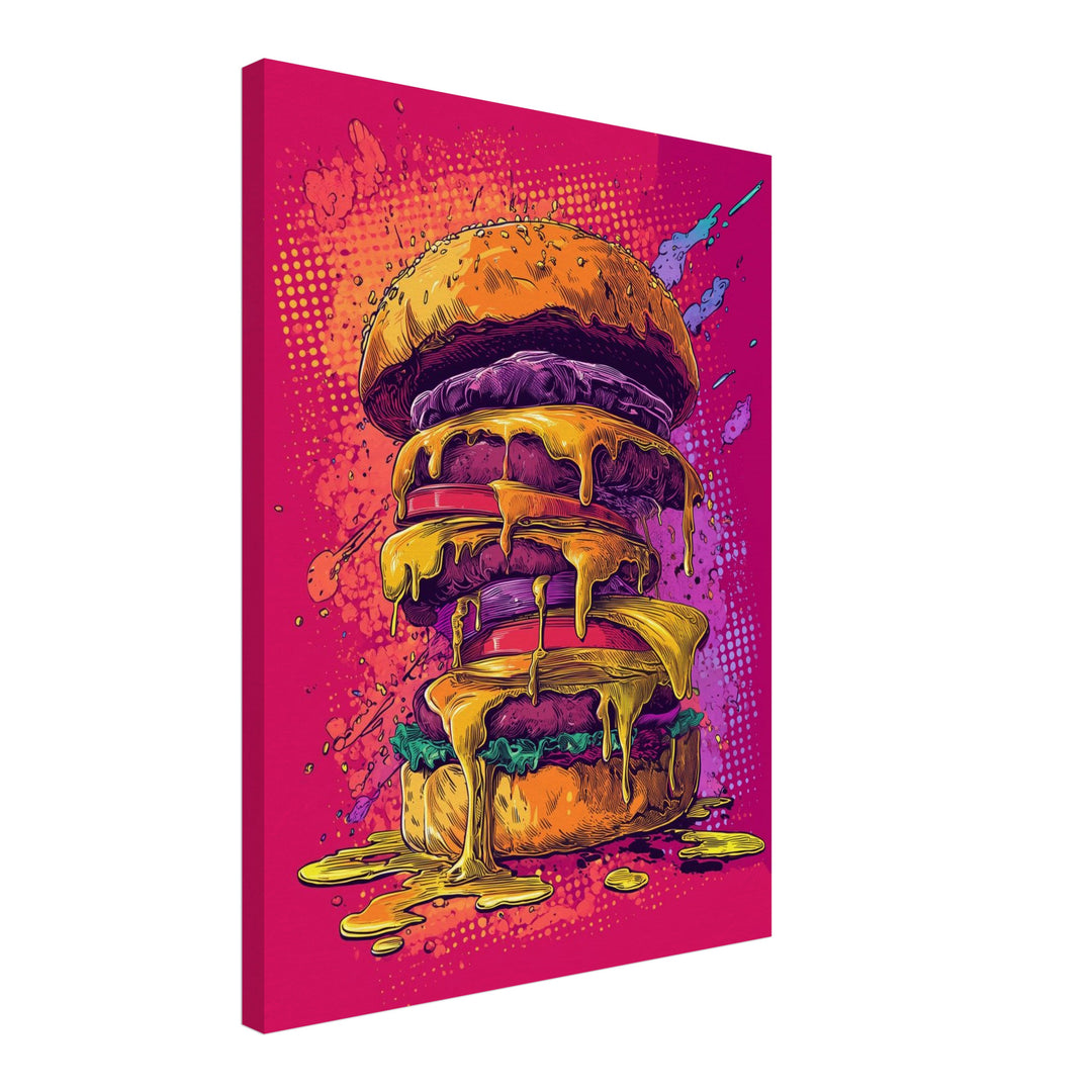 Geschmolzener Riesenburger Leinwandbild Pop Art – Leinwand auf Holzrahmen – Ansicht 2