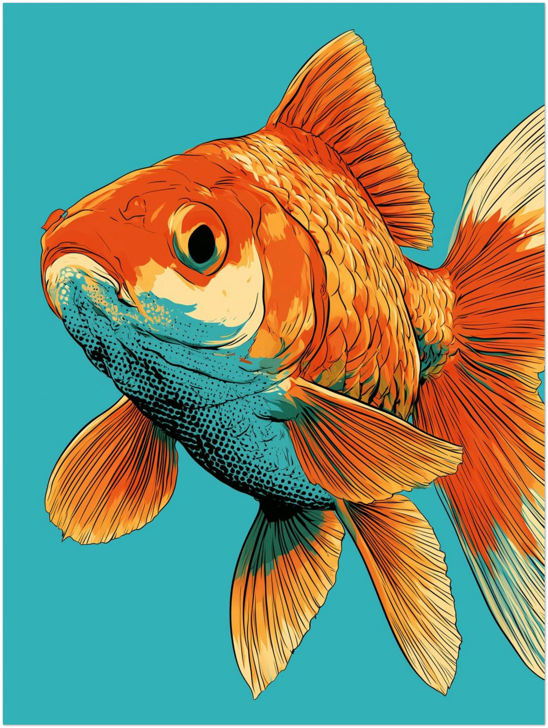 Goldfisch Pop Art Poster – Ohne Rahmen – Produktfoto