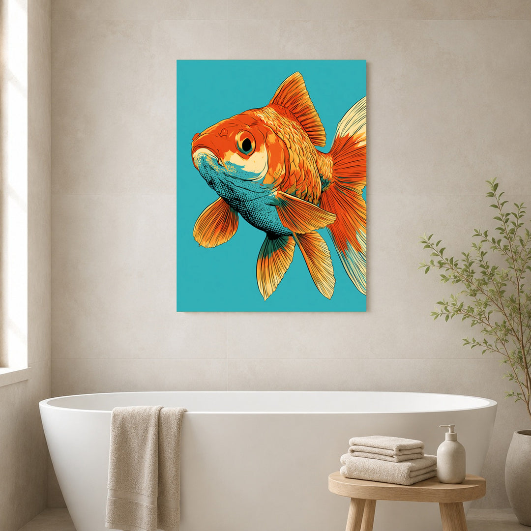 Goldfisch Pop Art Leinwandbild – Ohne Rahmen – Produktfoto