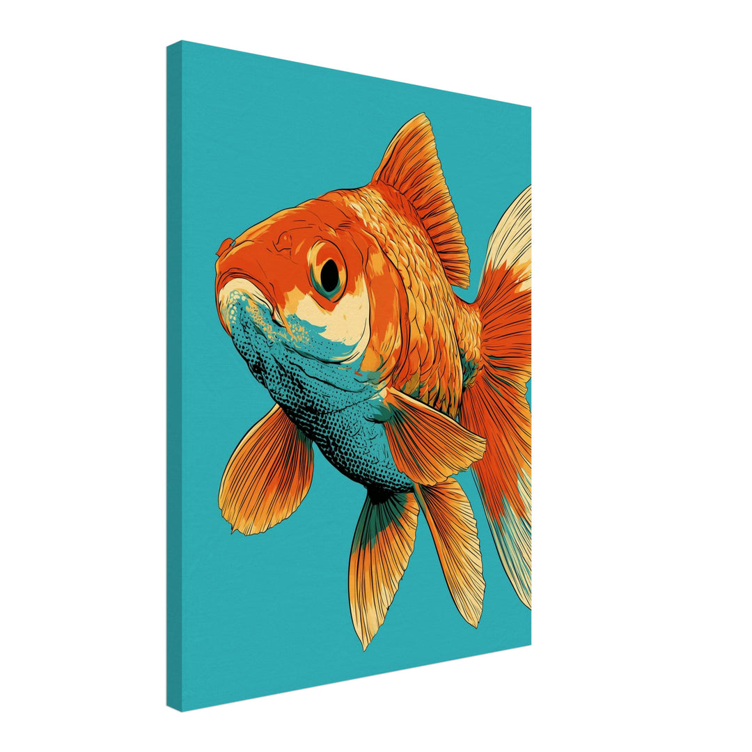 Goldfisch Pop Art Leinwandbild – Schräge Ansicht – Produktfoto