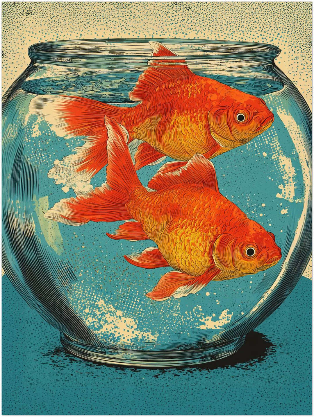 Zwei Goldfische im Glas Pop Art – Wandkunst