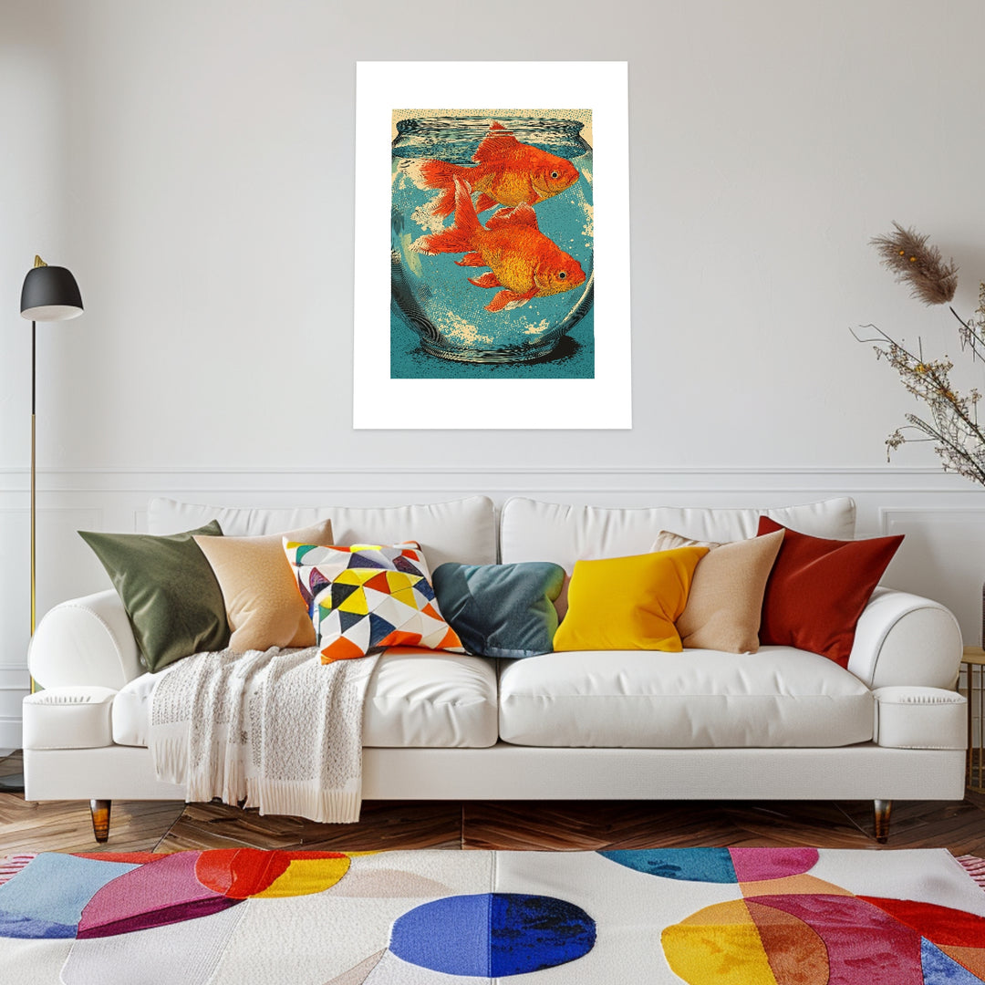 Zwei Goldfische im Glas Poster Pop Art – mattes Kunstdruck-Papier – Ansicht 3