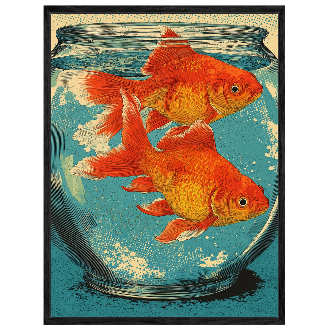 Zwei Goldfische im Glas Leinwandbild Pop Art – Leinwand auf Holzrahmen – Ansicht 4