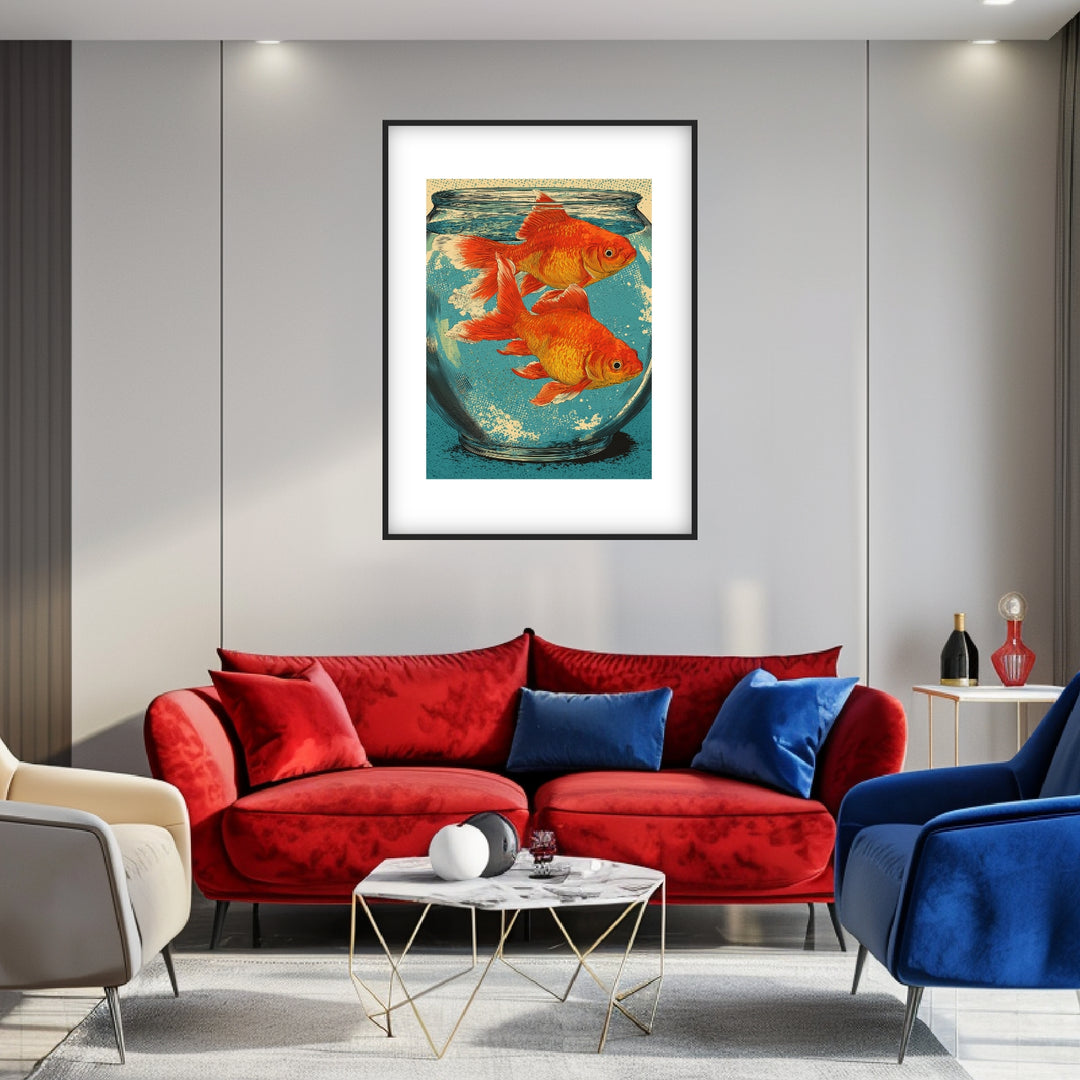 Zwei Goldfische im Glas Poster Pop Art – mattes Kunstdruck-Papier – Ansicht 2