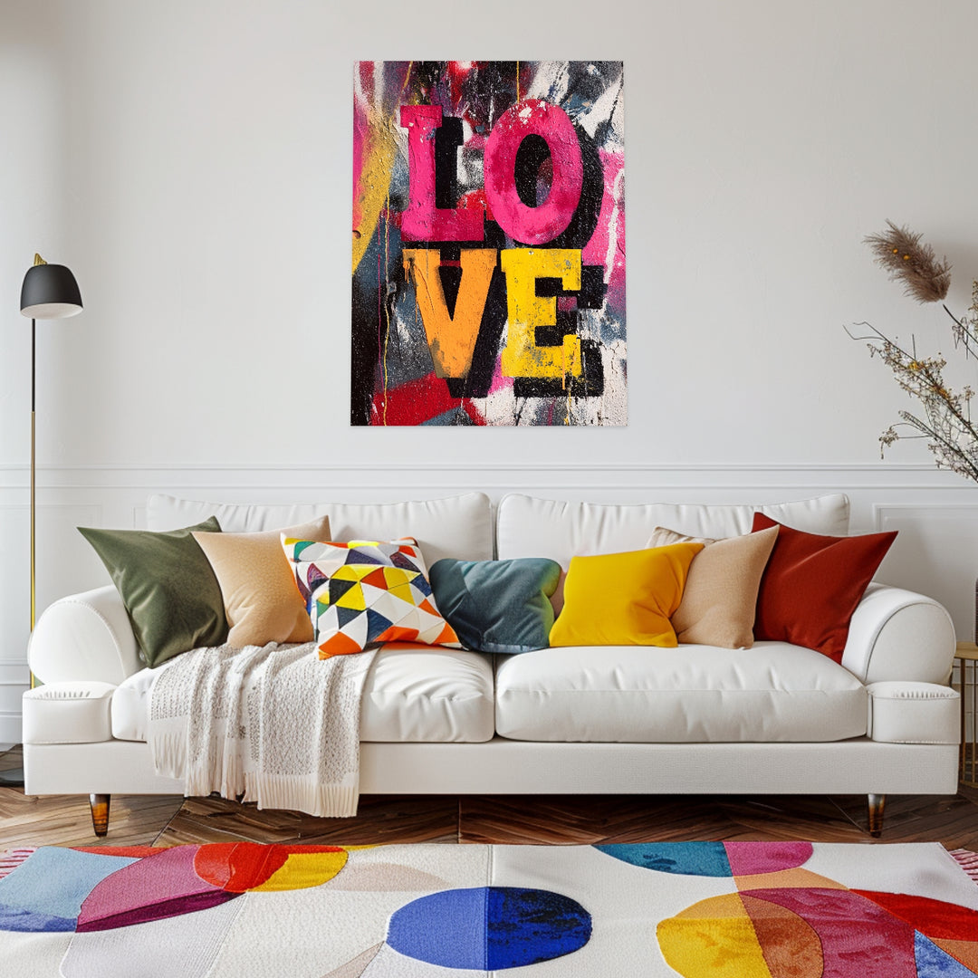 Graffiti Love Leinwandbild Pop Art – Leinwand auf Holzrahmen – Ansicht 3