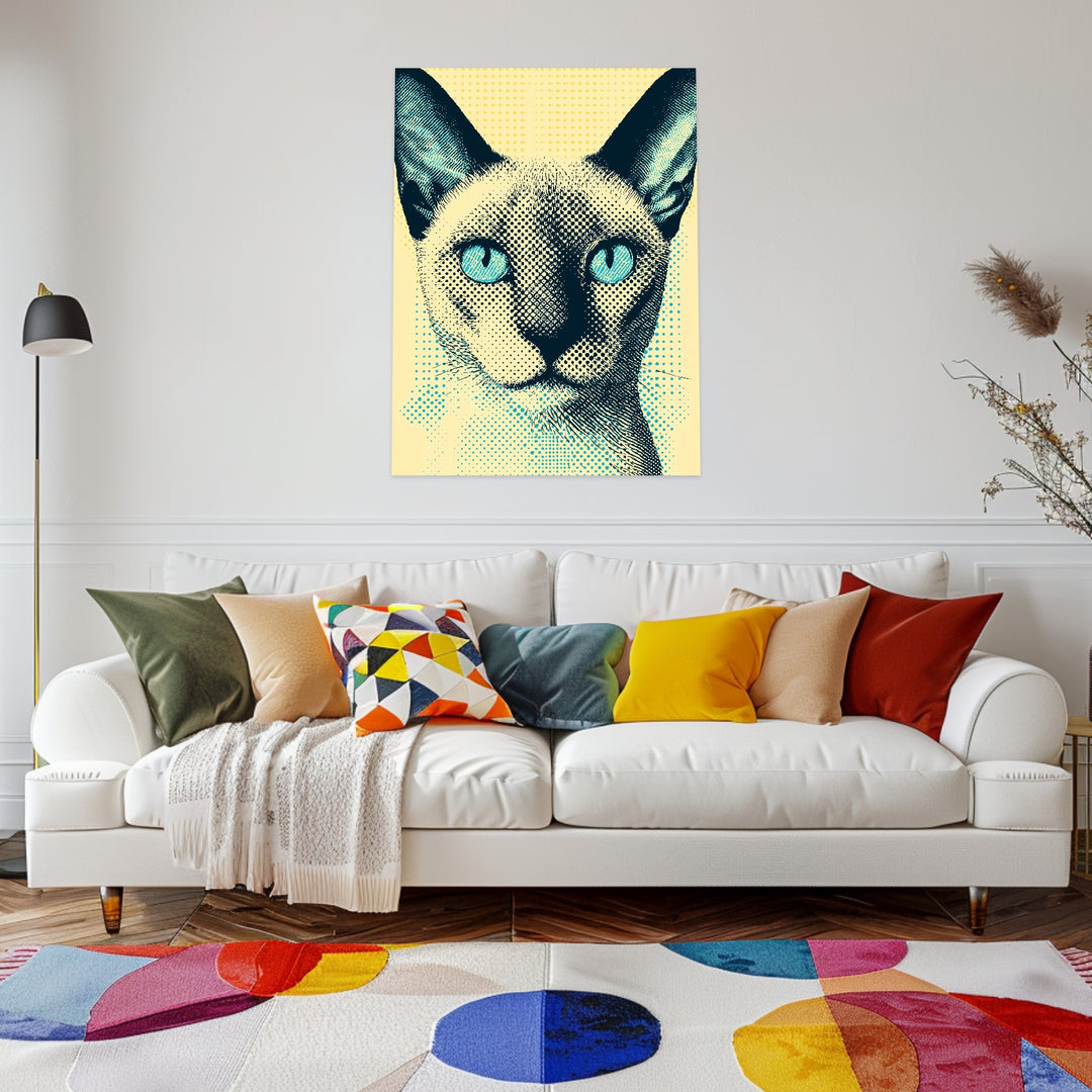 Katze mit Blick Leinwandbild abstrakt – Leinwand auf Holzrahmen – Ansicht 3