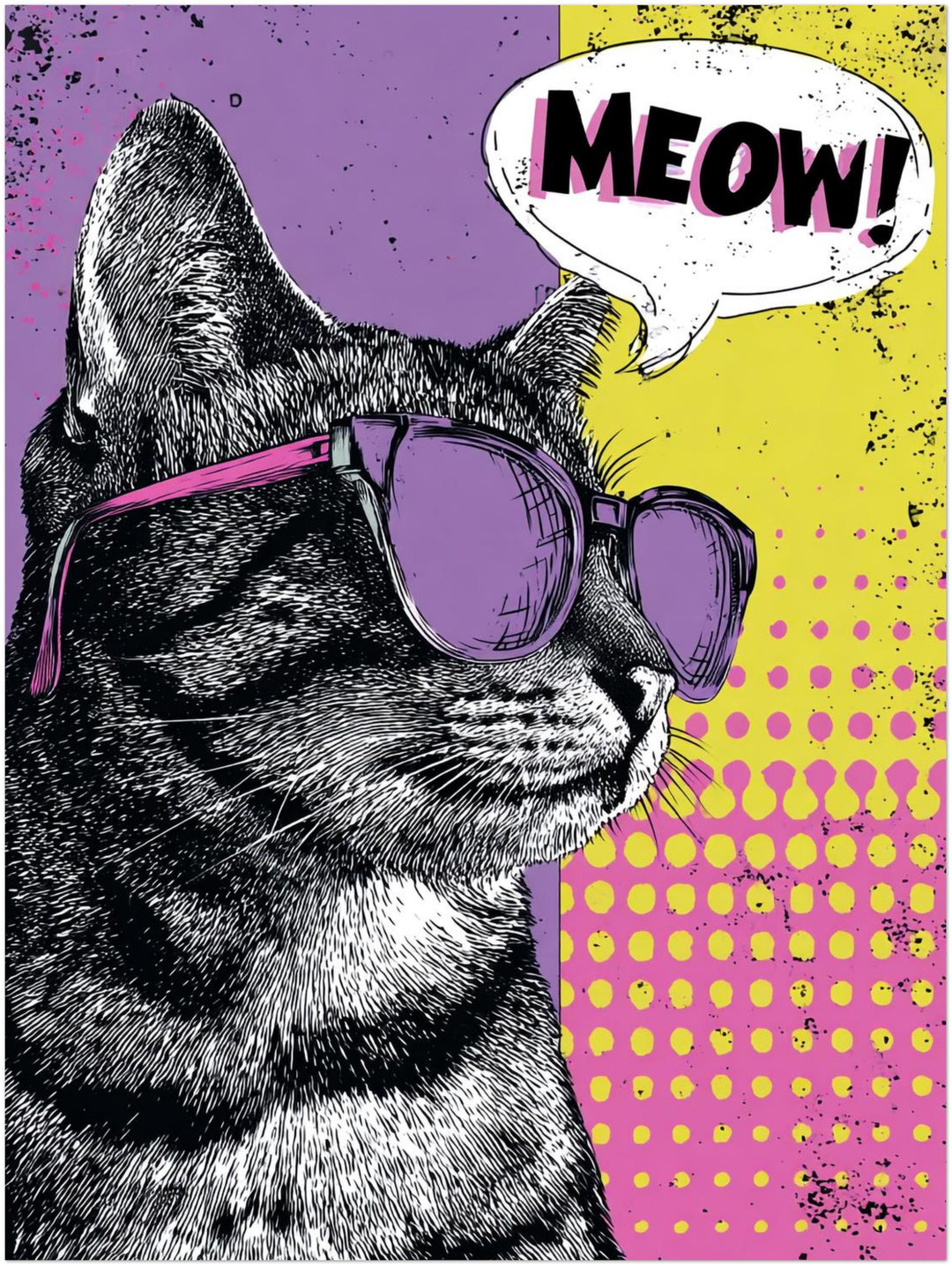 Katze mit Sonnenbrille Pop Art – Wandkunst