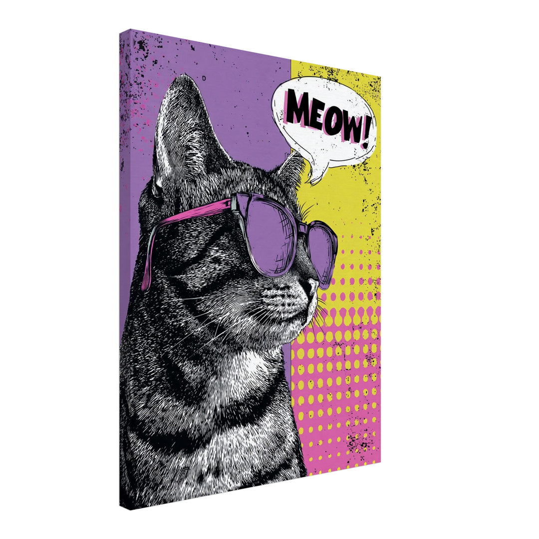 Katze mit Sonnenbrille Leinwandbild Pop Art – Leinwand auf Holzrahmen – Ansicht 4