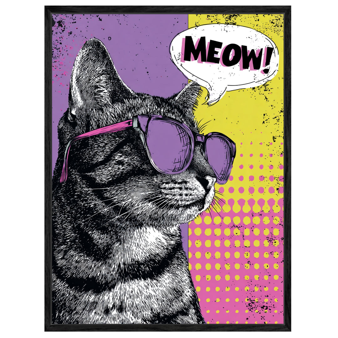 Katze mit Sonnenbrille Leinwandbild Pop Art – Leinwand auf Holzrahmen – Ansicht 2