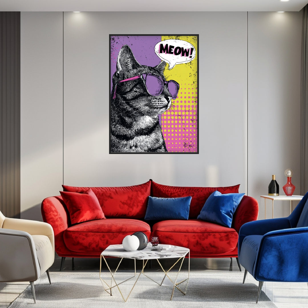 Katze mit Sonnenbrille Poster Pop Art – mattes Kunstdruck-Papier – Ansicht 4