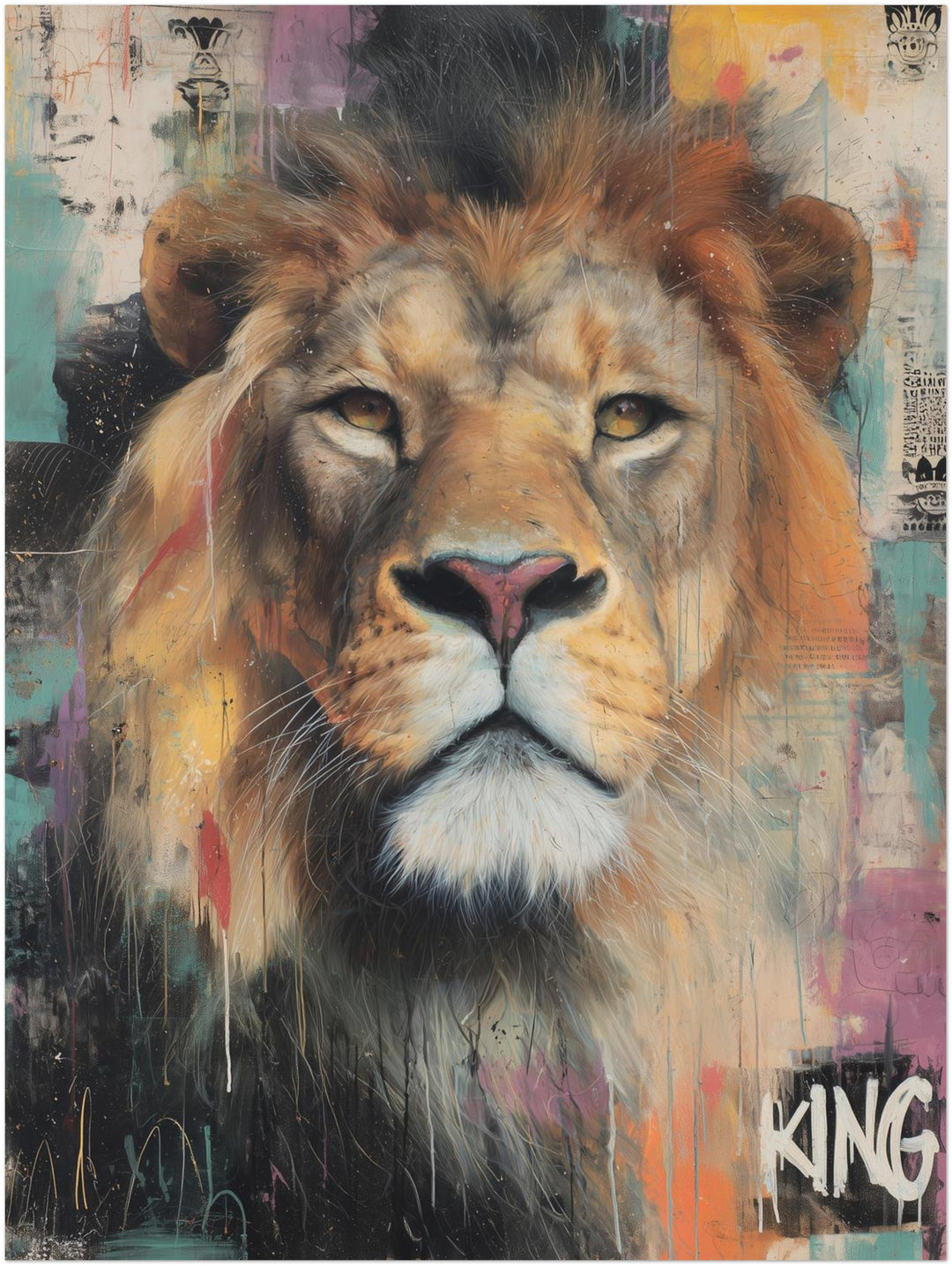 Majestätischer Löwe Pop Art – Wandkunst