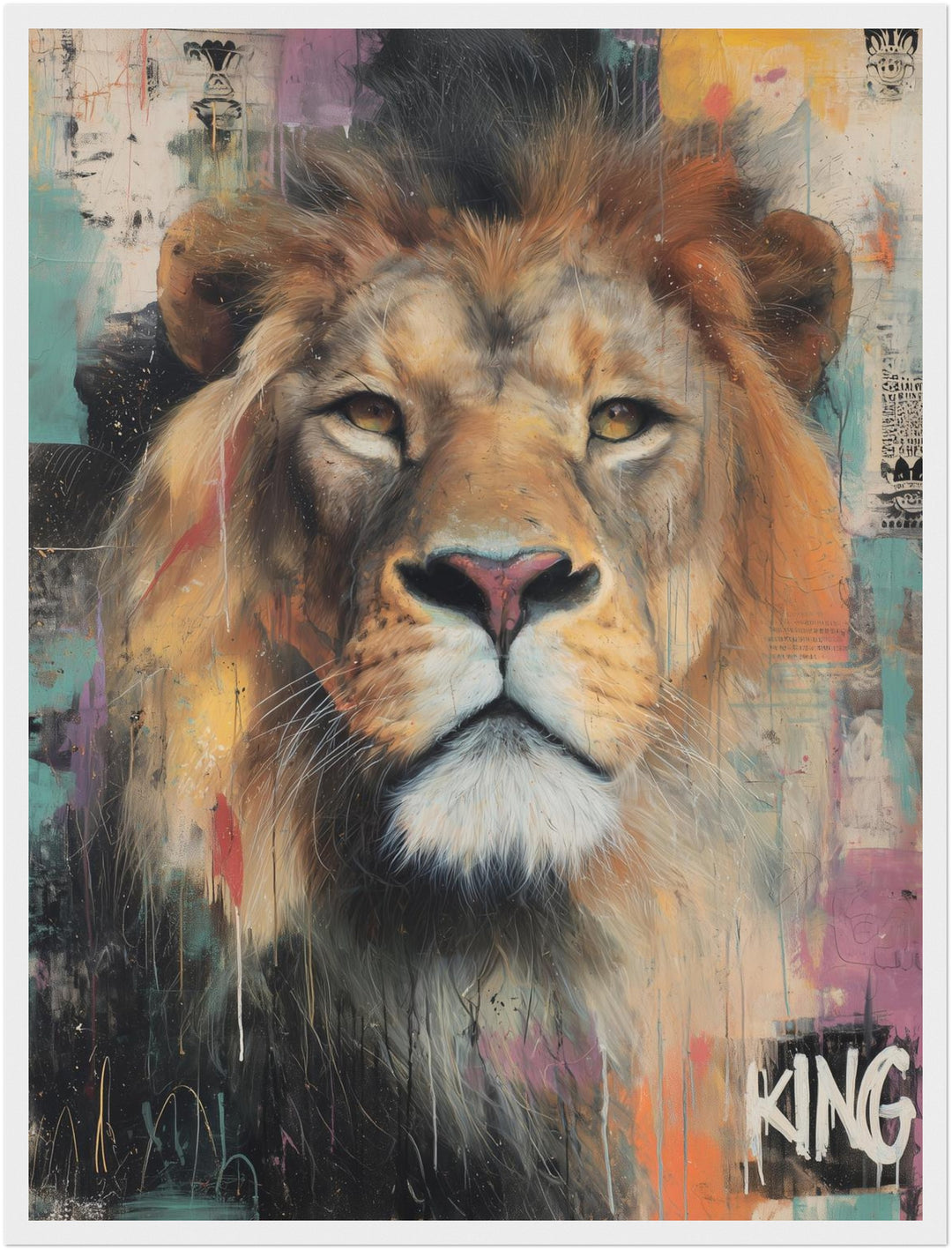 Majestätischer Löwe Poster Pop Art – mattes Kunstdruck-Papier – Ansicht 6