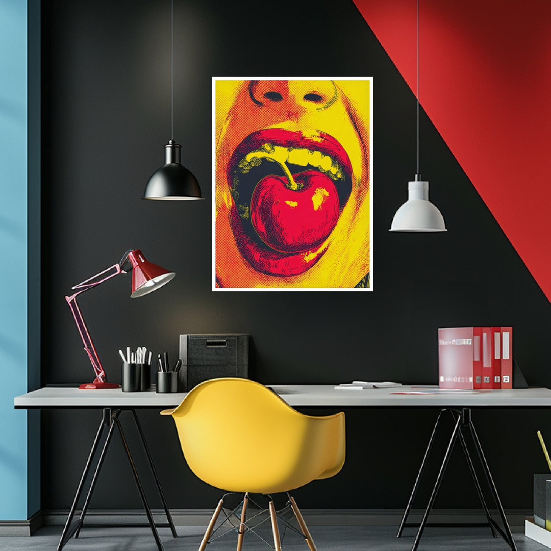 Mund mit Kirsche Poster Pop Art – mattes Kunstdruck-Papier – Ansicht 4