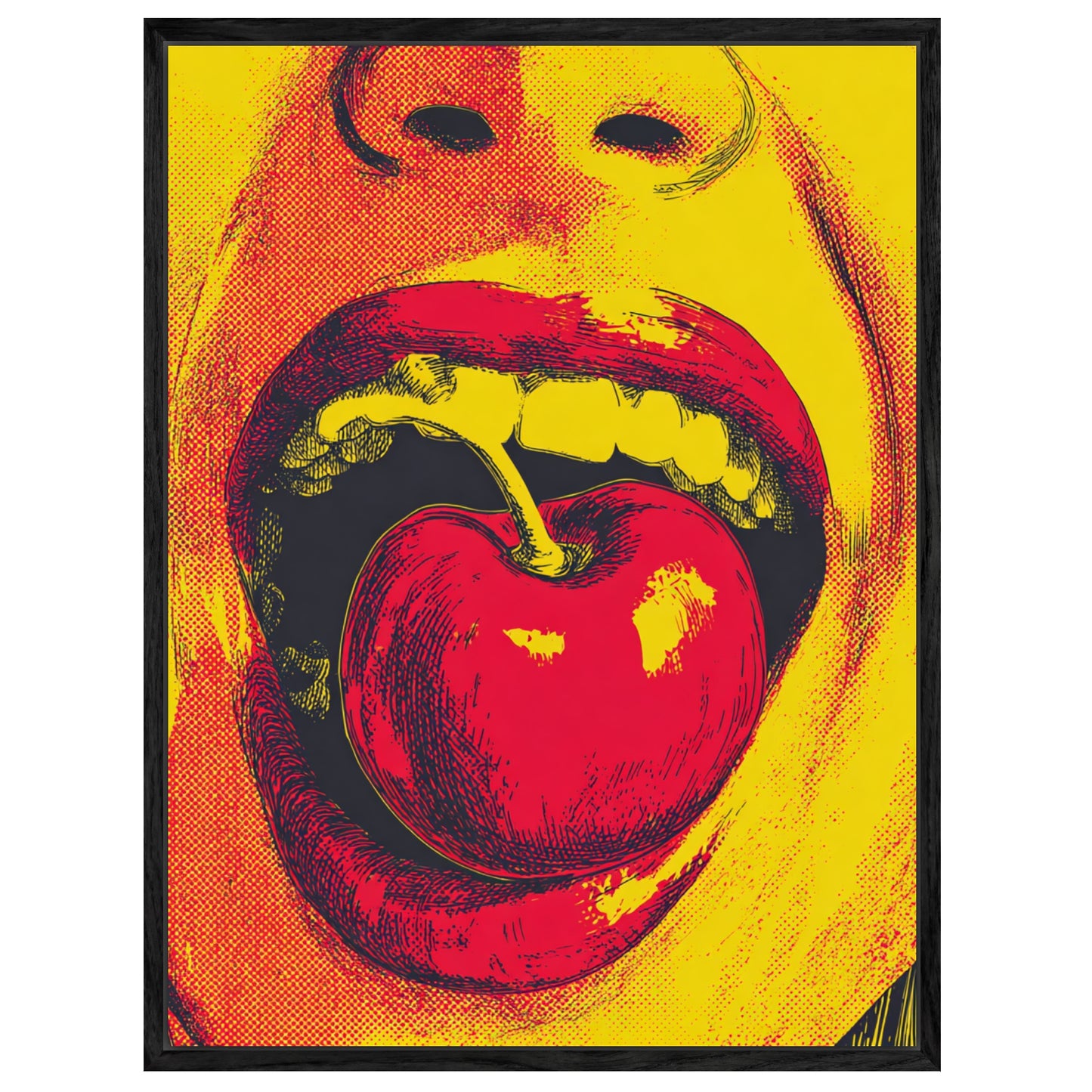 Mund mit Kirsche Leinwandbild