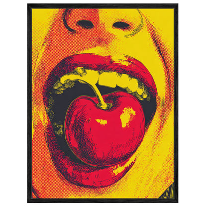 Mund mit Kirsche Leinwandbild