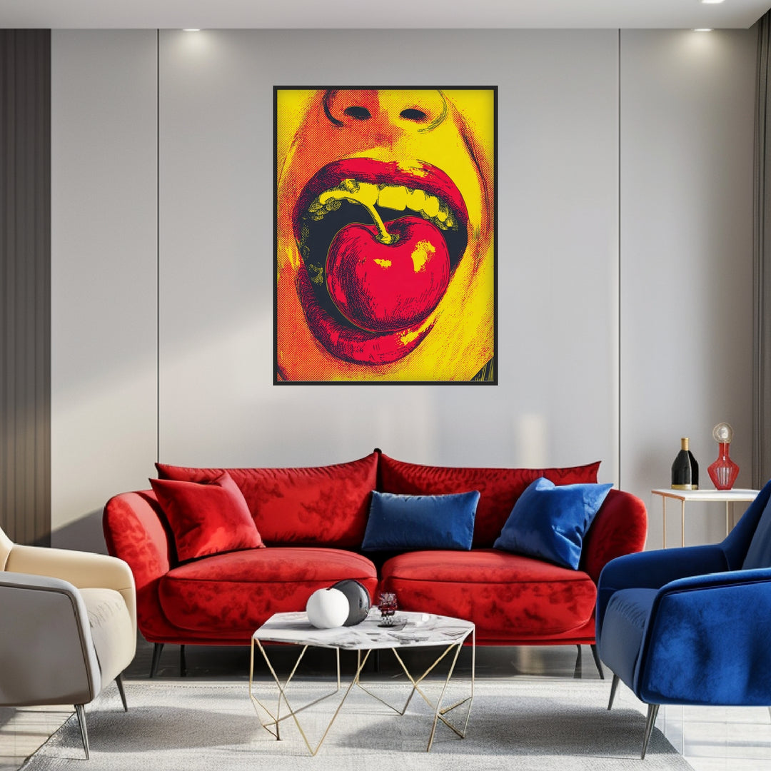 Mund mit Kirsche Poster Pop Art – mattes Kunstdruck-Papier – Ansicht 3