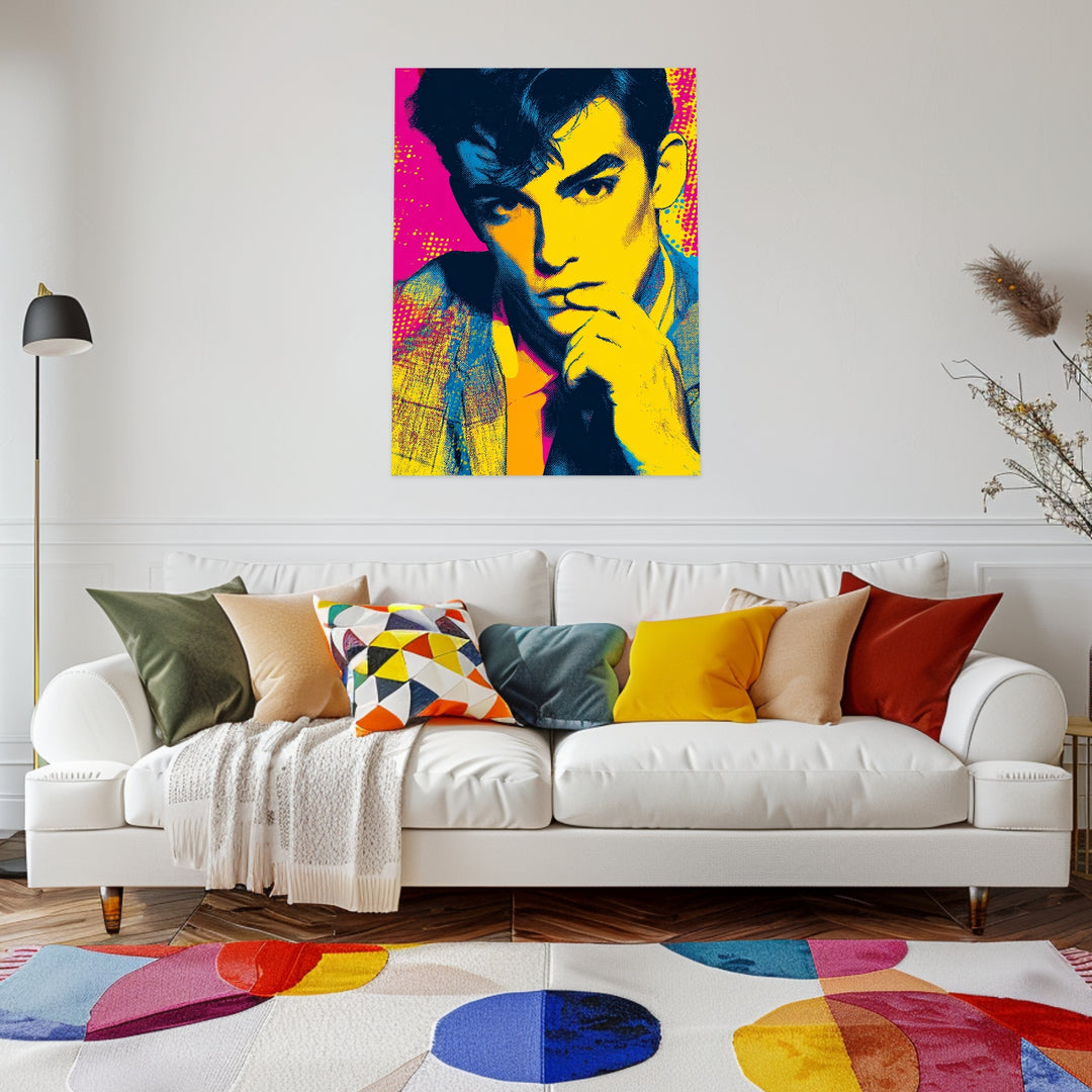 Nachdenklicher Mann Leinwandbild Pop Art – Leinwand auf Holzrahmen – Ansicht 3