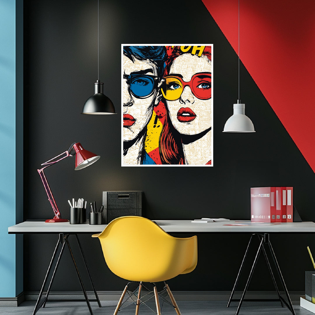 Paar mit Sonnenbrillen Poster Pop Art – mattes Kunstdruck-Papier – Ansicht 4