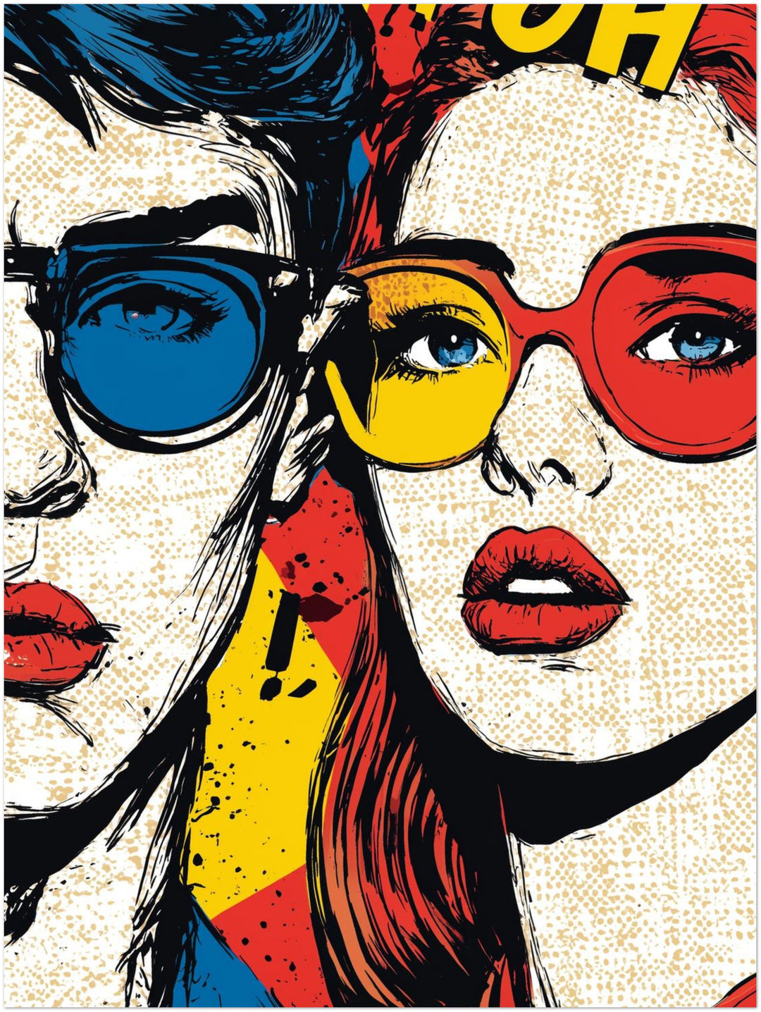 Paar mit Sonnenbrillen Pop Art – Wandkunst