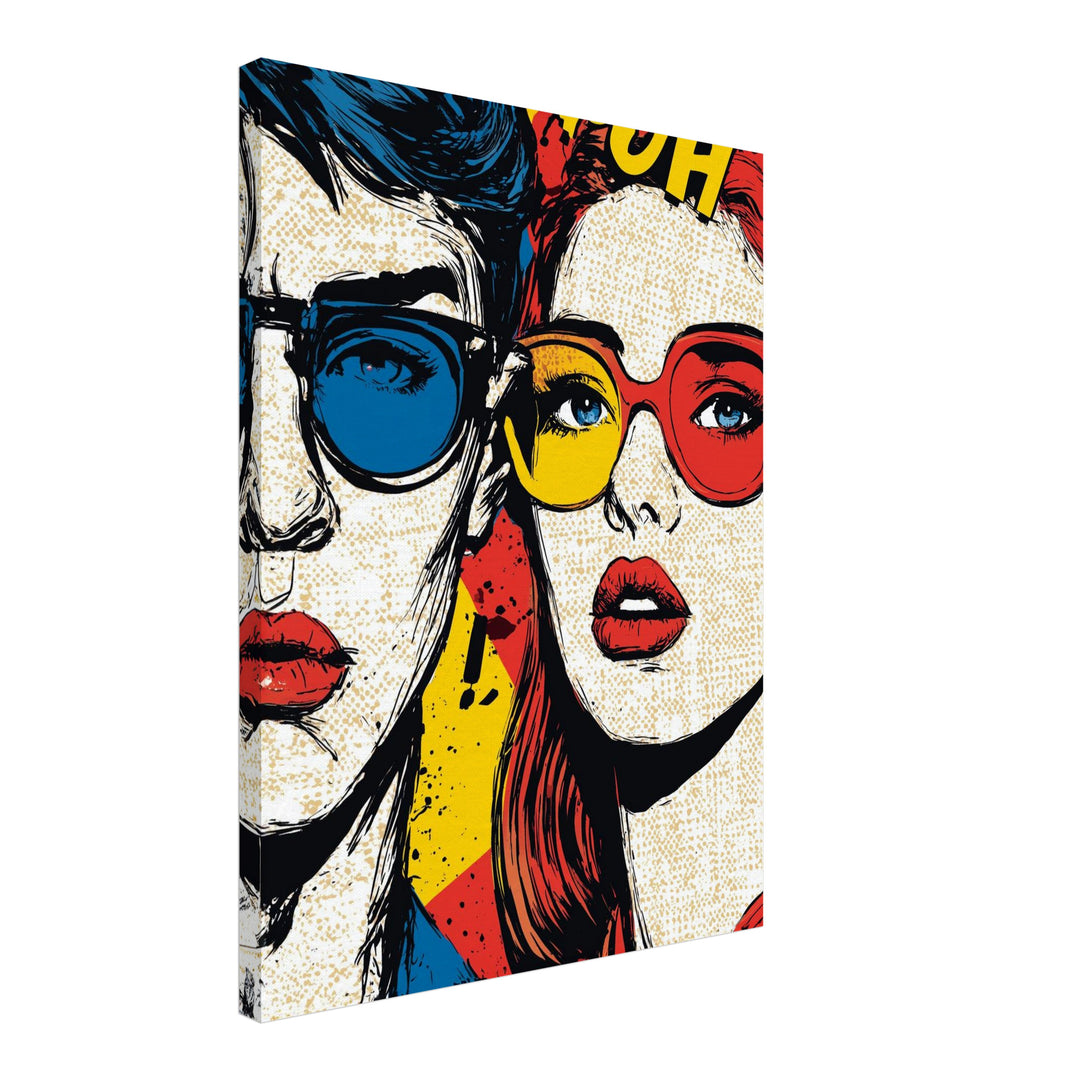 Paar mit Sonnenbrillen Leinwandbild Pop Art – Leinwand auf Holzrahmen – Ansicht 2