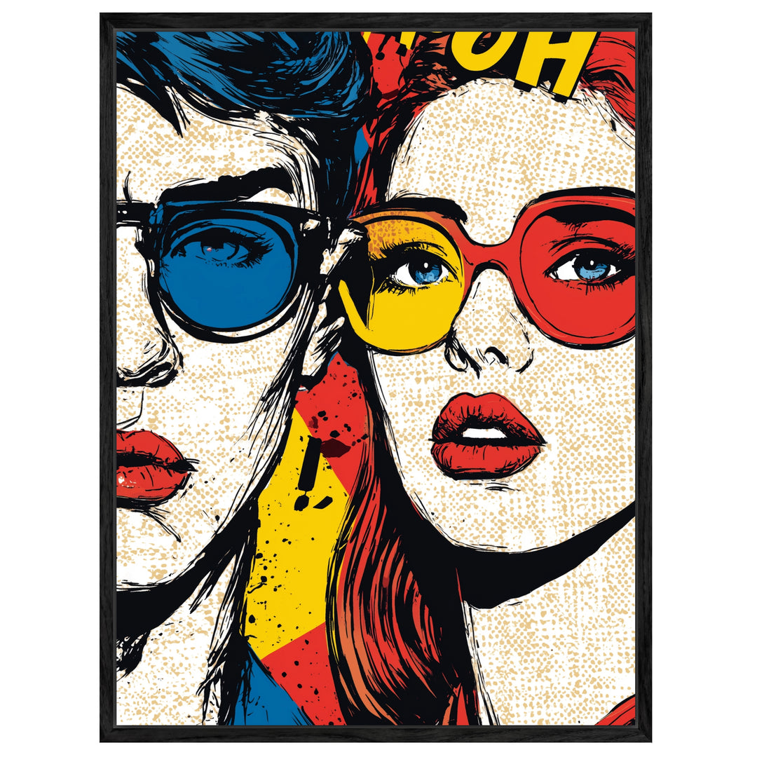 Paar mit Sonnenbrillen Leinwandbild Pop Art – Leinwand auf Holzrahmen – Ansicht 4