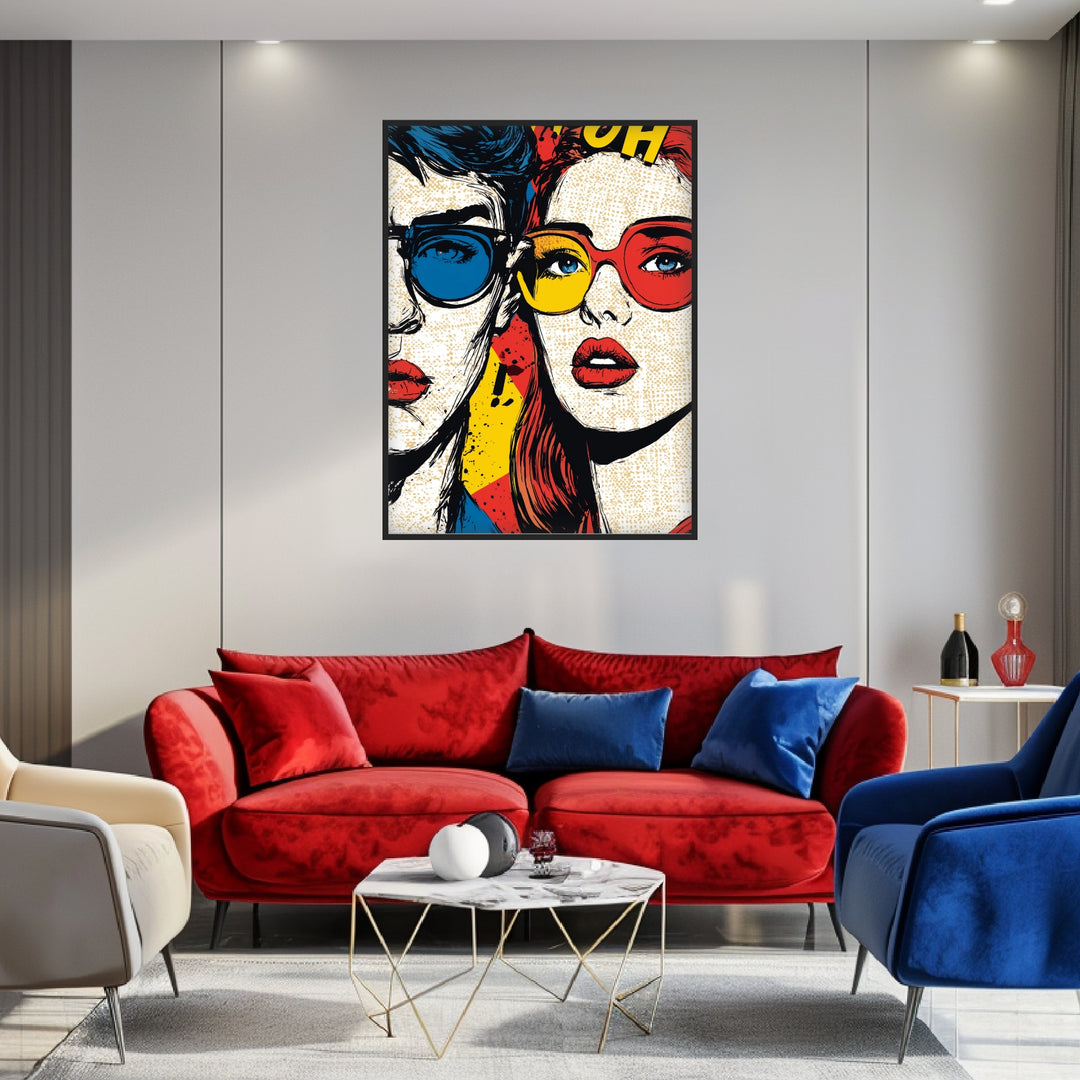 Paar mit Sonnenbrillen Poster Pop Art – mattes Kunstdruck-Papier – Ansicht 3
