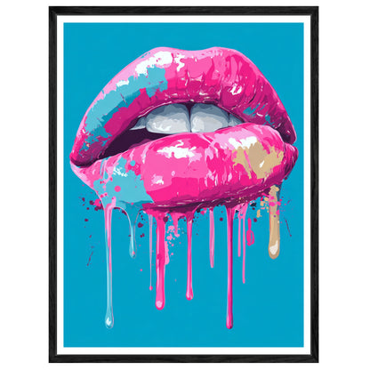 Pinkfarbene Lippen mit Farbe Leinwandbild