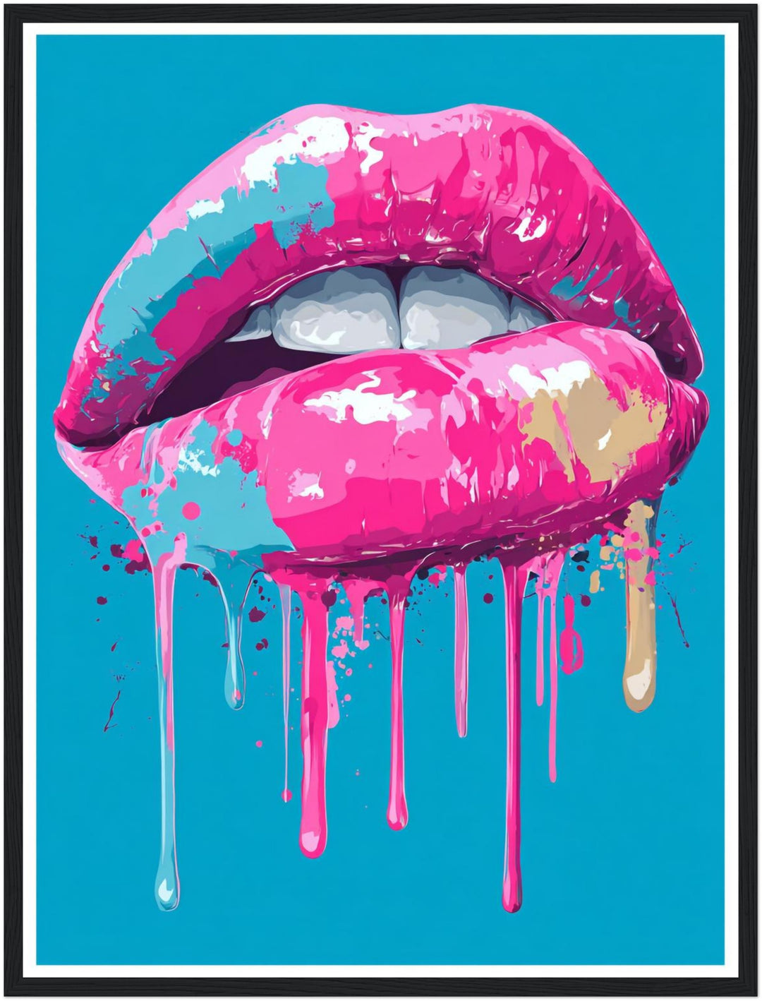 Pinkfarbene Lippen mit Farbe Poster Pop Art – mattes Kunstdruck-Papier – Ansicht 3