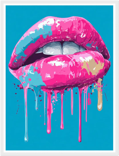 Pinkfarbene Lippen mit Farbe Poster