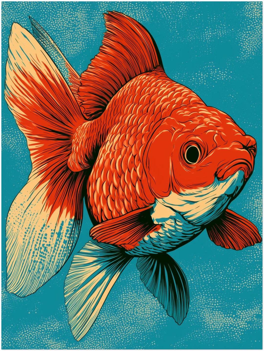 Roter Goldfisch Illustration Poster – Ohne Rahmen – Produktfoto