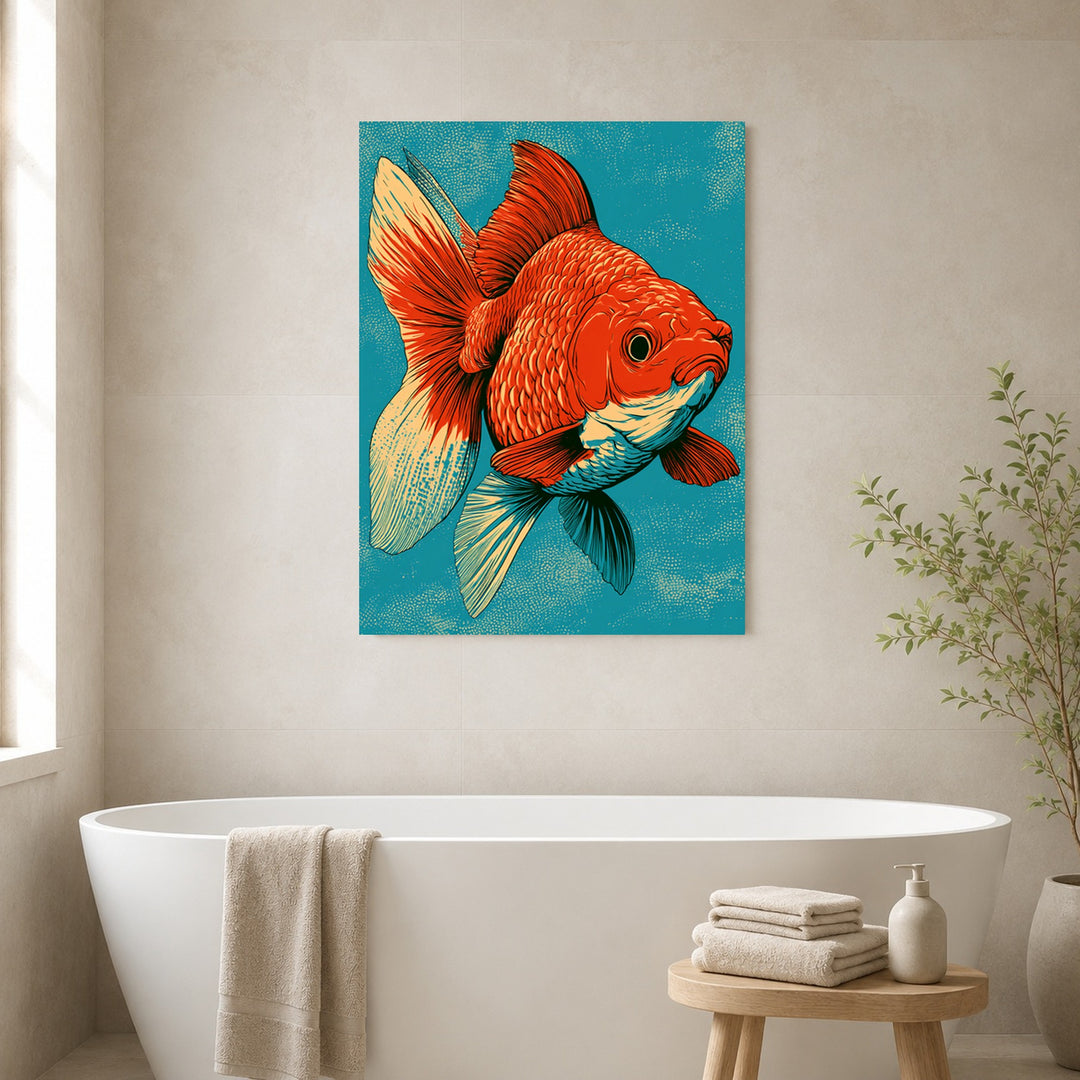Roter Goldfisch Illustration Leinwandbild – Ohne Rahmen – Produktfoto