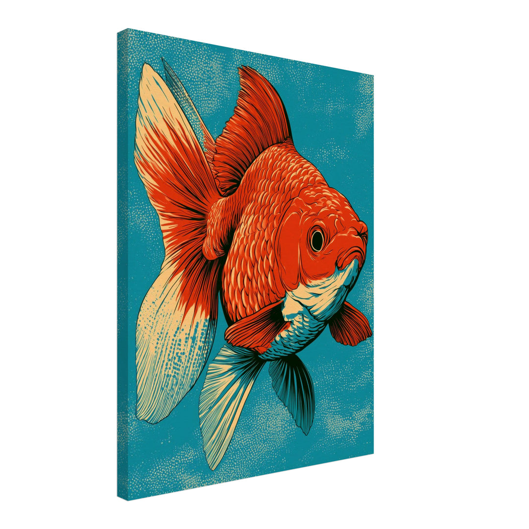 Roter Goldfisch Illustration Leinwandbild – Schräge Ansicht – Produktfoto
