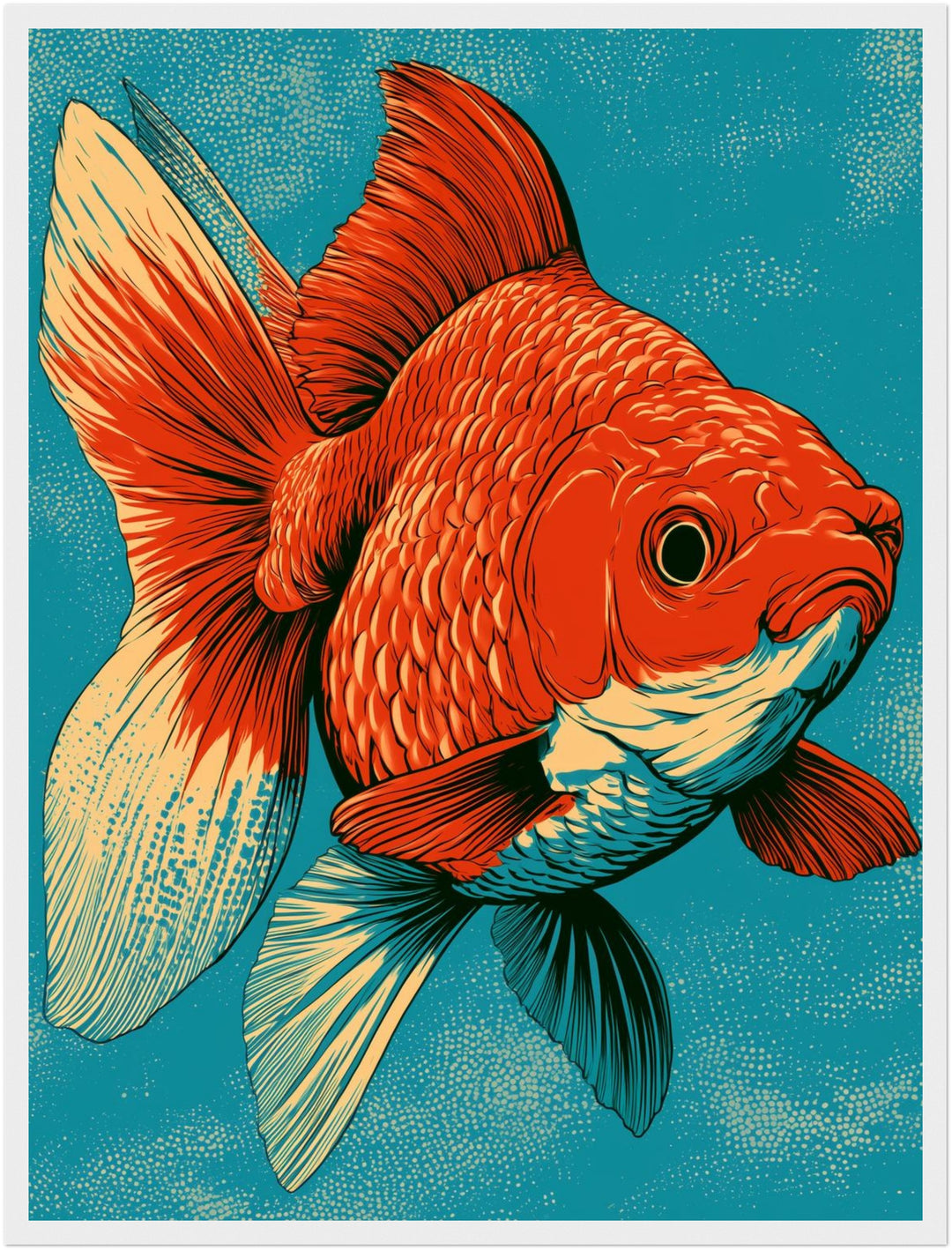Roter Goldfisch Illustration Poster – Weißer Rahmen – Produktfoto