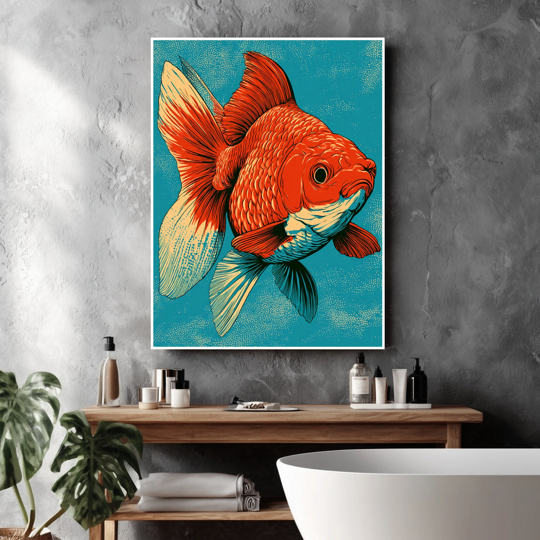 Roter Goldfisch Illustration Poster – Weißer Rahmen – Produktfoto