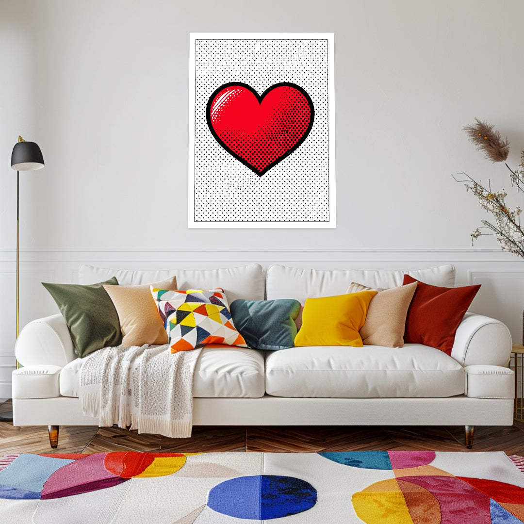 Rotes Herz Symbol Leinwandbild abstrakt – Leinwand auf Holzrahmen – Ansicht 3