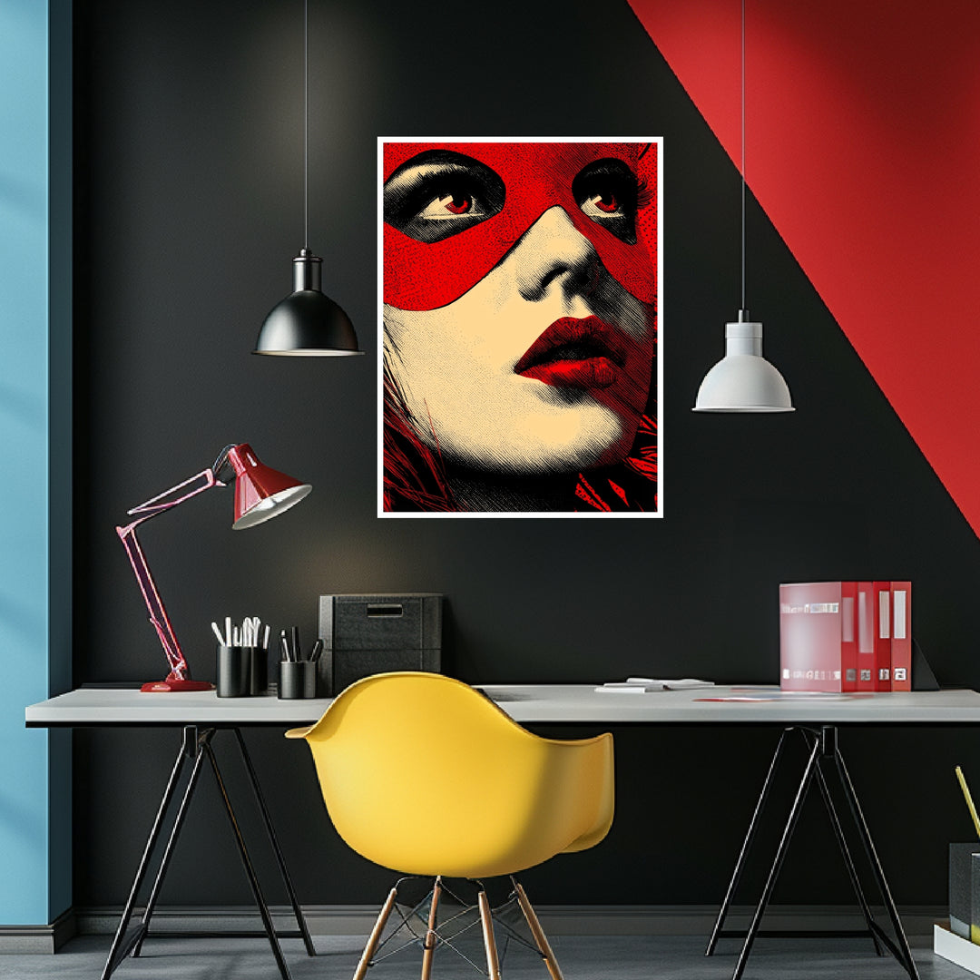 Rotes Maskenporträt Poster Pop Art – mattes Kunstdruck-Papier – Ansicht 4