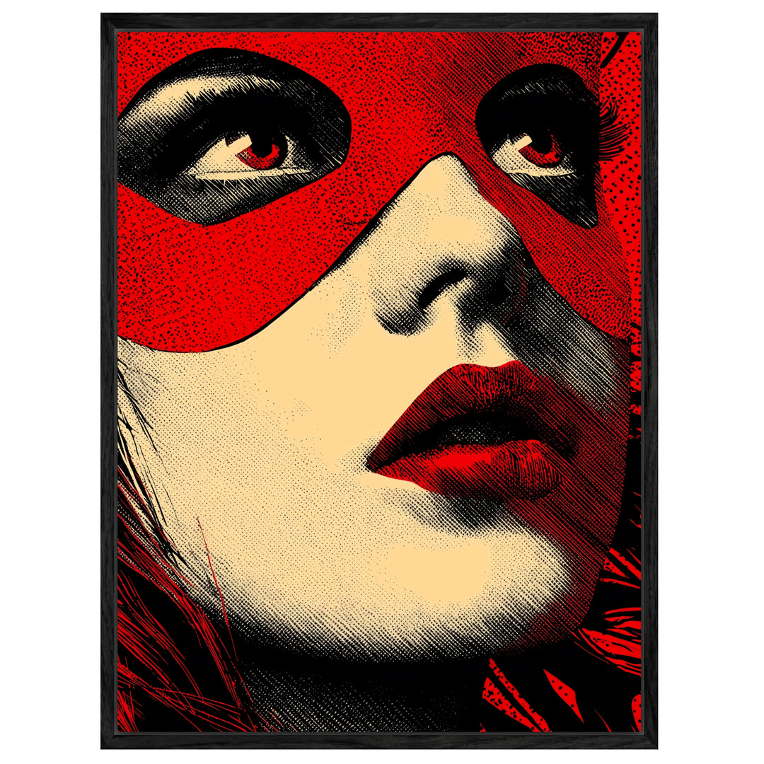 Rotes Maskenporträt Leinwandbild Pop Art – Leinwand auf Holzrahmen – Ansicht 4