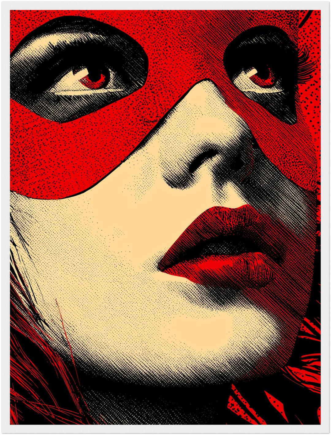Rotes Maskenporträt Poster Pop Art – mattes Kunstdruck-Papier – Ansicht 6