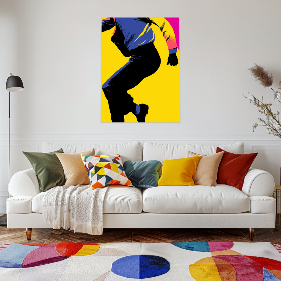 Tanzender Mann Silhouette Leinwandbild abstrakt – Leinwand auf Holzrahmen – Ansicht 3