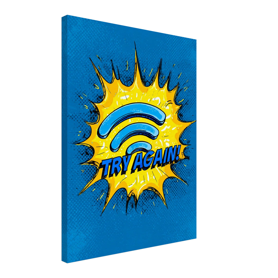 WLAN Symbol Comic Leinwandbild Pop Art – Leinwand auf Holzrahmen – Ansicht 2