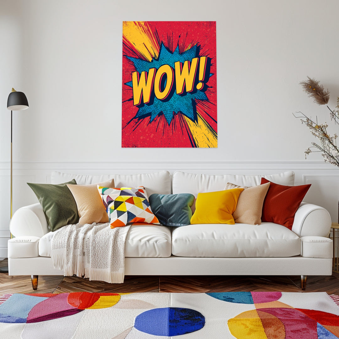 WOW Comic Schriftzug Leinwandbild Pop Art – Leinwand auf Holzrahmen – Ansicht 3