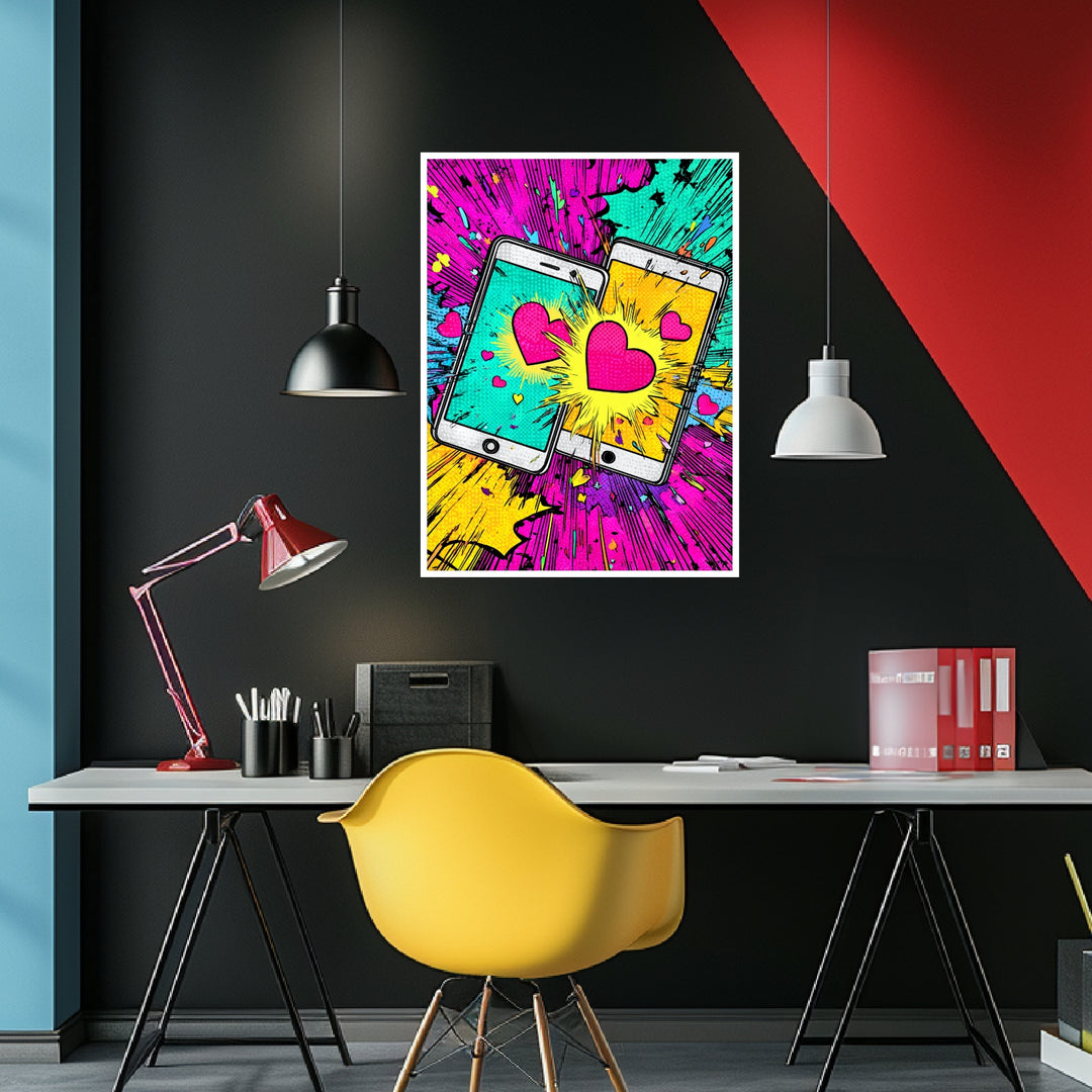 Zwei Handys mit Herzen Poster Pop Art – mattes Kunstdruck-Papier – Ansicht 4