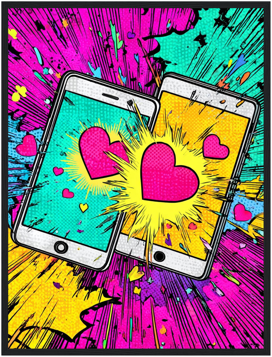 Zwei Handys mit Herzen Poster Pop Art – mattes Kunstdruck-Papier – Ansicht 5