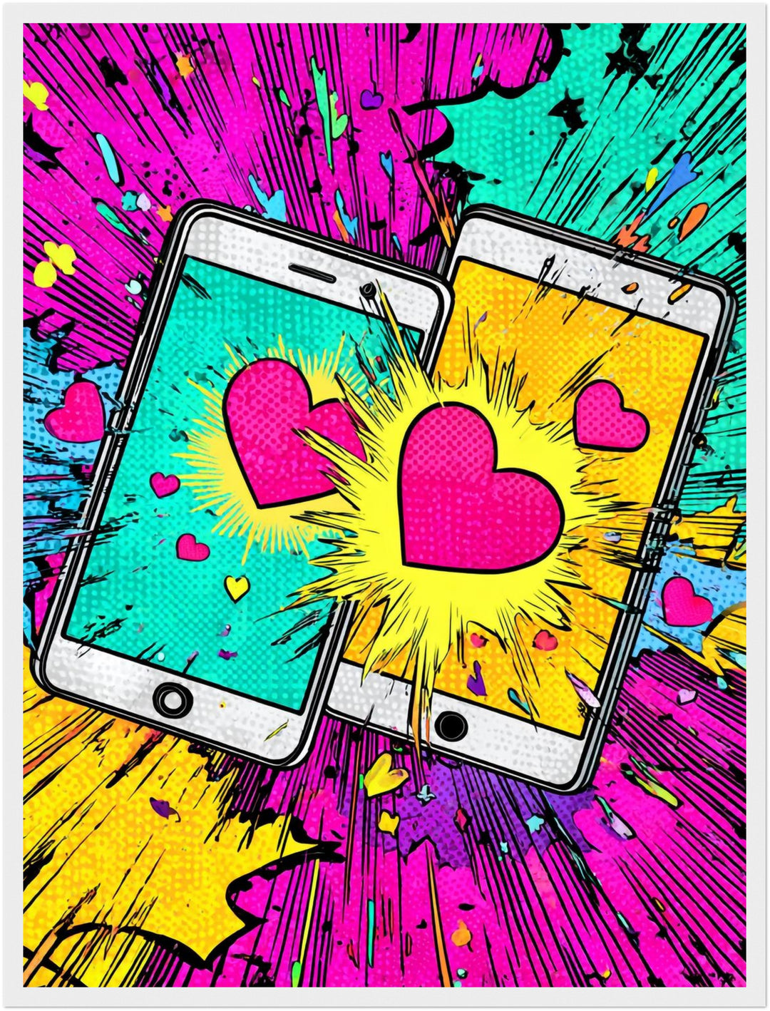 Zwei Handys mit Herzen Poster Pop Art – mattes Kunstdruck-Papier – Ansicht 6