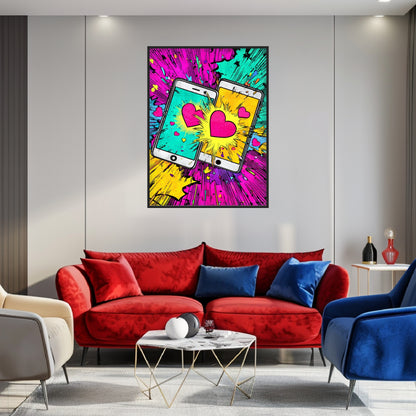 Zwei Handys mit Herzen Poster