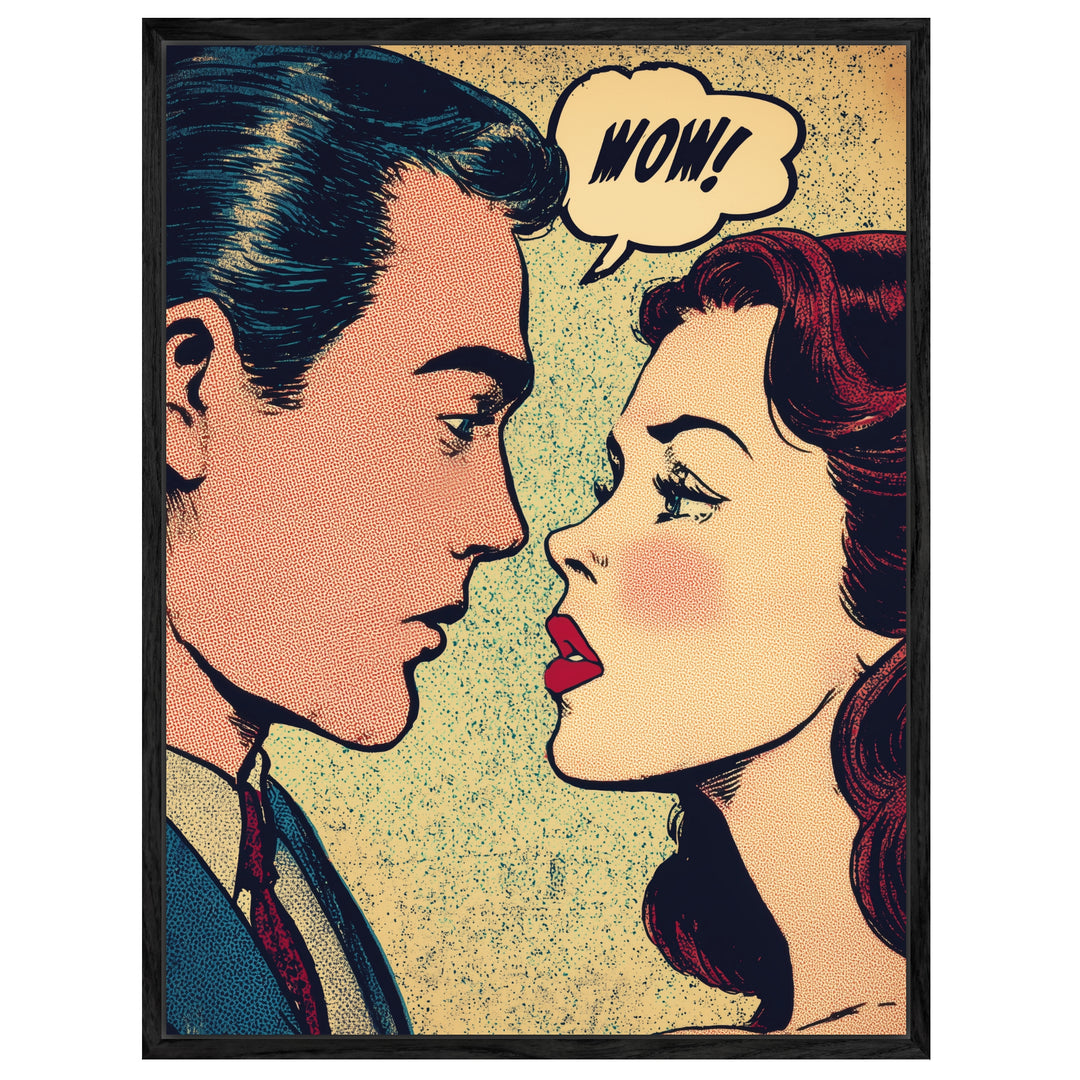 Romantisches Comicpaar Leinwandbild Pop Art – Leinwand auf Holzrahmen – Ansicht 4