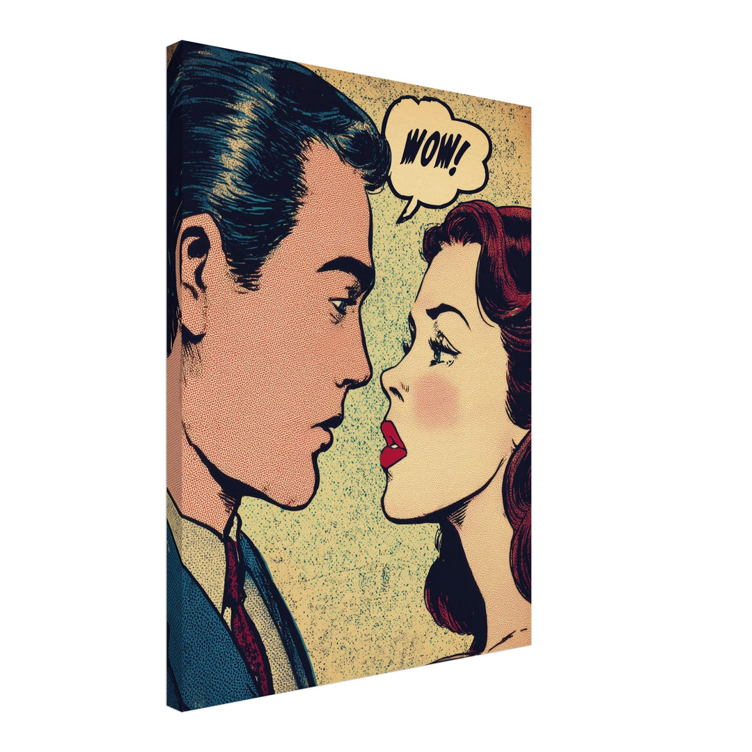 Romantisches Comicpaar Leinwandbild Pop Art – Leinwand auf Holzrahmen – Ansicht 2