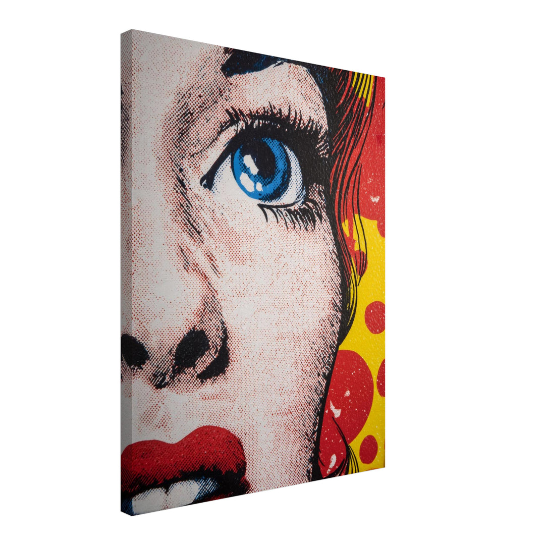 Fasziniert blaue Augen Leinwandbild Pop Art – Leinwand auf Holzrahmen – Ansicht 2